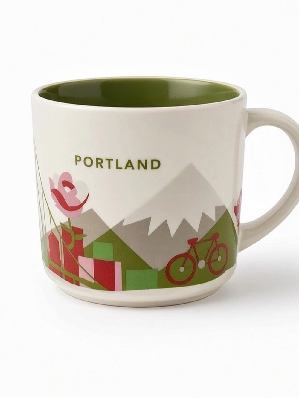 Starbucks You Are Here Series Portland Coffee Mug Green Interior 14oz